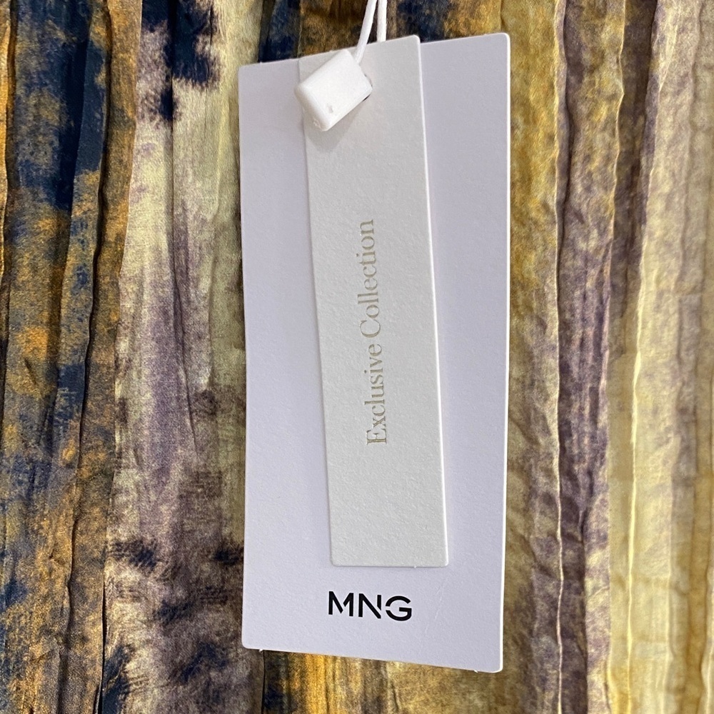 MNG Mango Exclusive Collection Skirt Maxi Watercolor Crinkle Pleated Medium - Picture 5 of 15